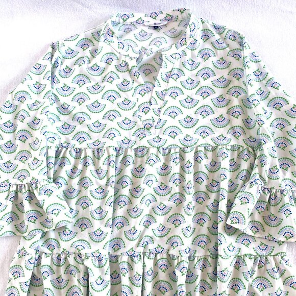 Michelle McDowell dress Extra Large white green blue pink ruffle beach cover up - Picture 3 of 8